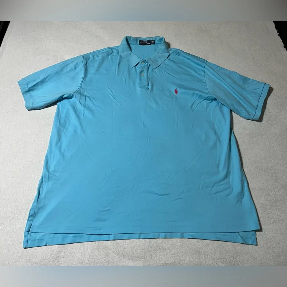 Polo Ralph Lauren Mens 3XLT Blue Short Sleeve‎ Polo 100% Cotton Shirt *FLAW